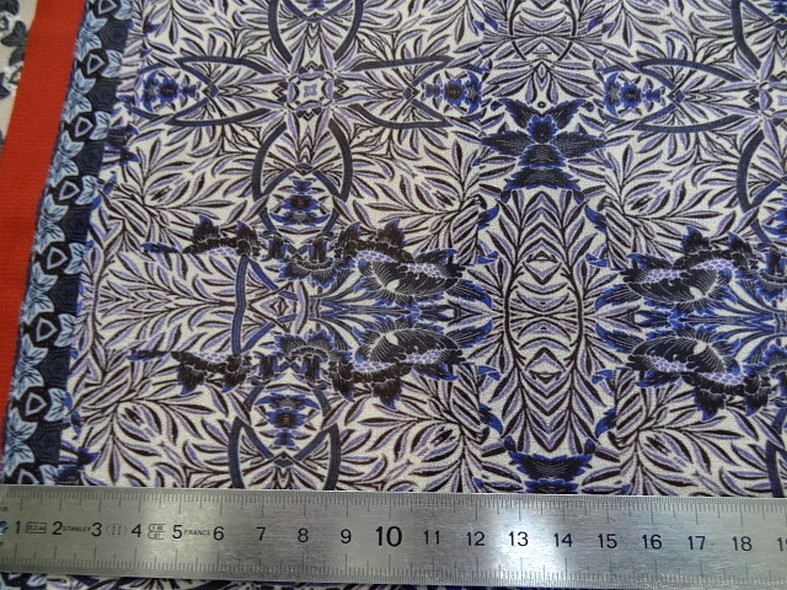 Mousseline patchwork bleu et rouille 2