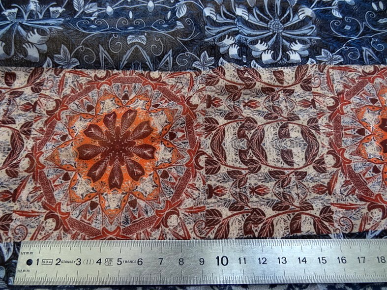 Mousseline patchwork bleu et rouille 3