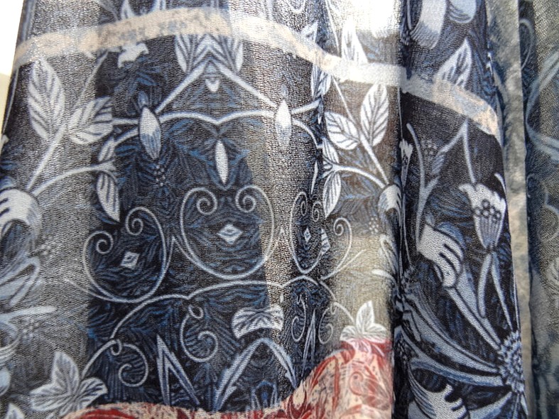 Mousseline patchwork bleu et rouille 4