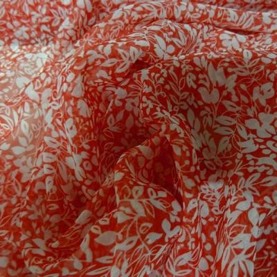 Mousseline rouge et blanc motif semi de fleurs 2 