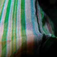 Mousseline soie raye menthe 01