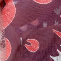 Mousseline teinte lie de vin motif tulipes 1