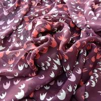 Mousseline teinte lie de vin motif tulipes 2