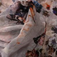 Mousseline vieux rose fleurie 3 