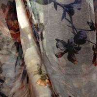 Mousseline vieux rose fleurie 4 