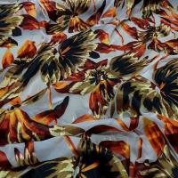 Mousseline viscose soie fleurs ocre et safran 1