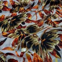 Mousseline viscose soie fleurs ocre et safran 2