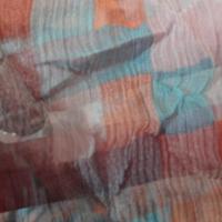 Mousseline de soie pixels bleu orange 02