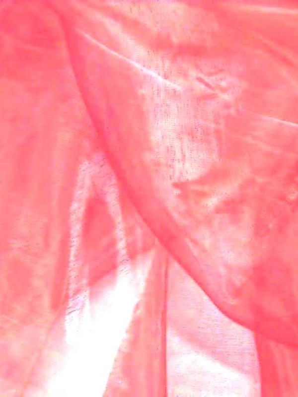 Organza 2 fils rose corail et blanc 