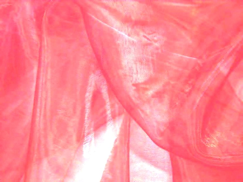 Organza 2 fils rose corail et blanc