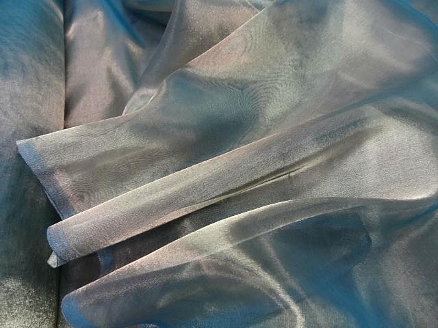 Organza acetate soie bleu or pale 1