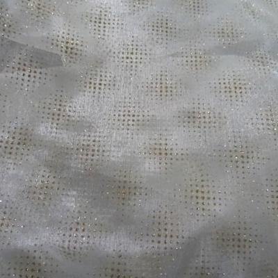 Organza blanc casse carre de paillettes dore 1 