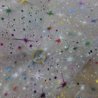 Organza blanc double face etoile scintillantes multicolore et metal9 3 