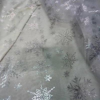 Organza blanc étoiles des neiges couleur métal