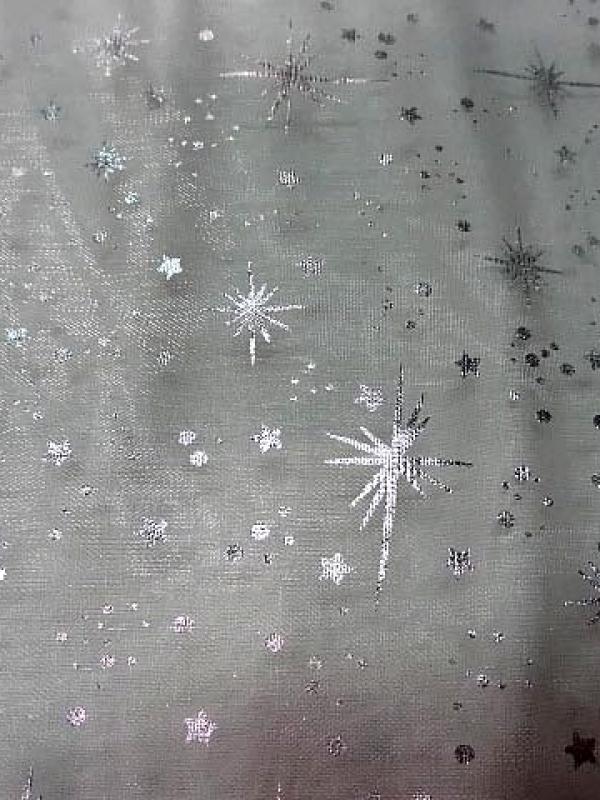 Organza blanc étoiles scintillantes argent