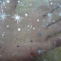 Organza blanc etoiles scintillantes or 1 