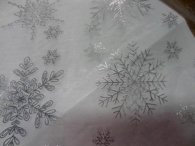 Organza blanc flocons de neige metal 1 1
