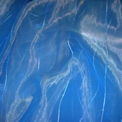 Organza bleu electrique rayures chenille 1 