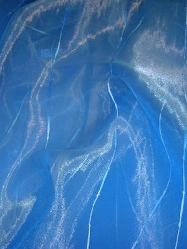 Organza bleu electrique rayures chenille 1 