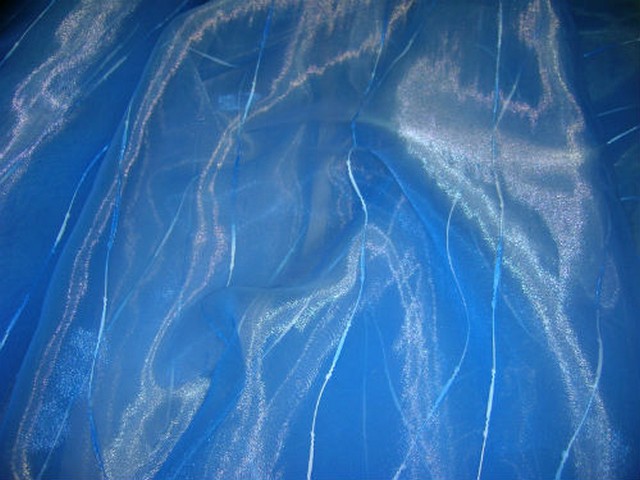 Organza bleu electrique rayures chenille 1