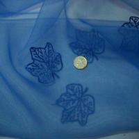 Organza bleu electrique surbrode feuillage 3 