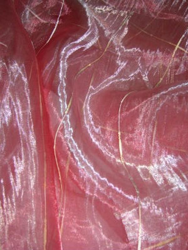 Organza corail et blanc raye chenille 1 