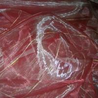 Organza corail et blanc raye chenille 2