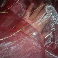 Organza corail et blanc raye chenille 3