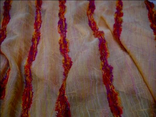 Organza froisse permanent saumon avec galon 1 
