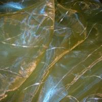 Organza jaune or et turquoise raye chenille 2