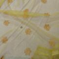 Organza jaune safran surbrode feuille
