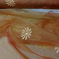 Organza jus d orange sanguine paquerette brodee or