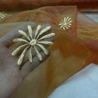 Organza jus d orange sanguine paquerette brodee or 5 