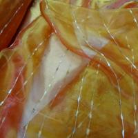 Organza mandarine rouge raye chenille 