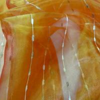 Organza mandarine rouge raye chenille 1