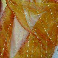 Organza mandarine rouge raye chenille 2 
