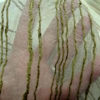 Organza plombe nacre kaki moyen chaud fines raies velours chenille 3 