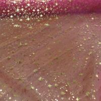 Organza rose etoiles scintillantes or et gris metal0