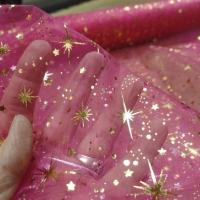Organza rose etoiles scintillantes or et gris metal8