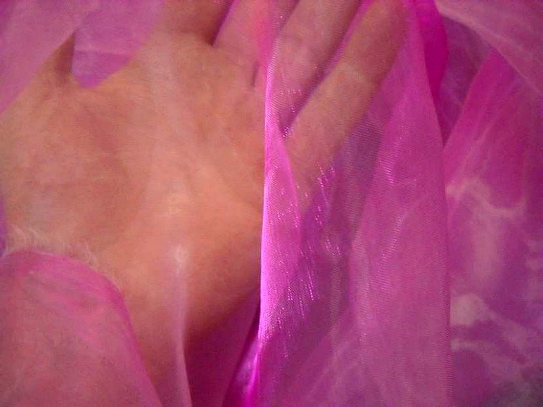 Organza rose magenta et blanc 3