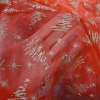 Organza rouge etoiles sapins paillettes dorees 2 