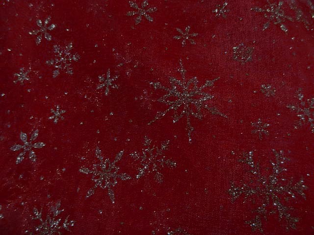 Organza rouge profond flocons paillettes or 1