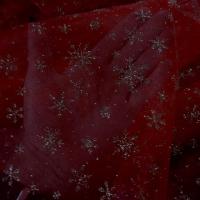 Organza rouge profond flocons paillettes or 2