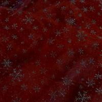 Organza rouge profond flocons paillettes or 3