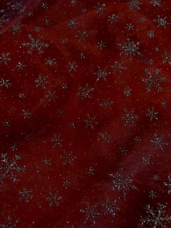 Organza rouge profond flocons paillettes or 3 