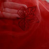 Organza rouge surbrode feuilles 2 