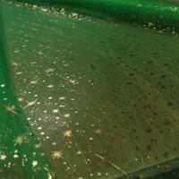 Organza vert etoiles scintillantes or et gris metal