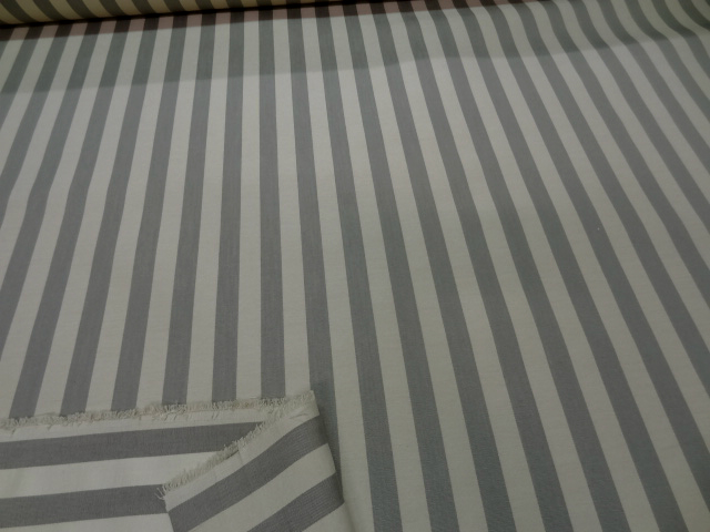 Ottoman en coton beige raye gris