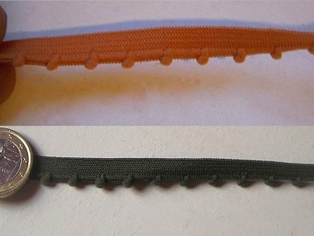 Passepoil elastique finition picot vert epinard ou corail 1