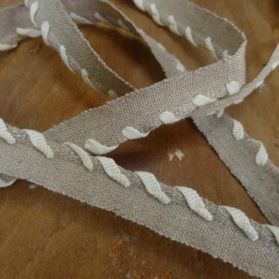 Passepoil lin sable lace de coton blanc casse 1 